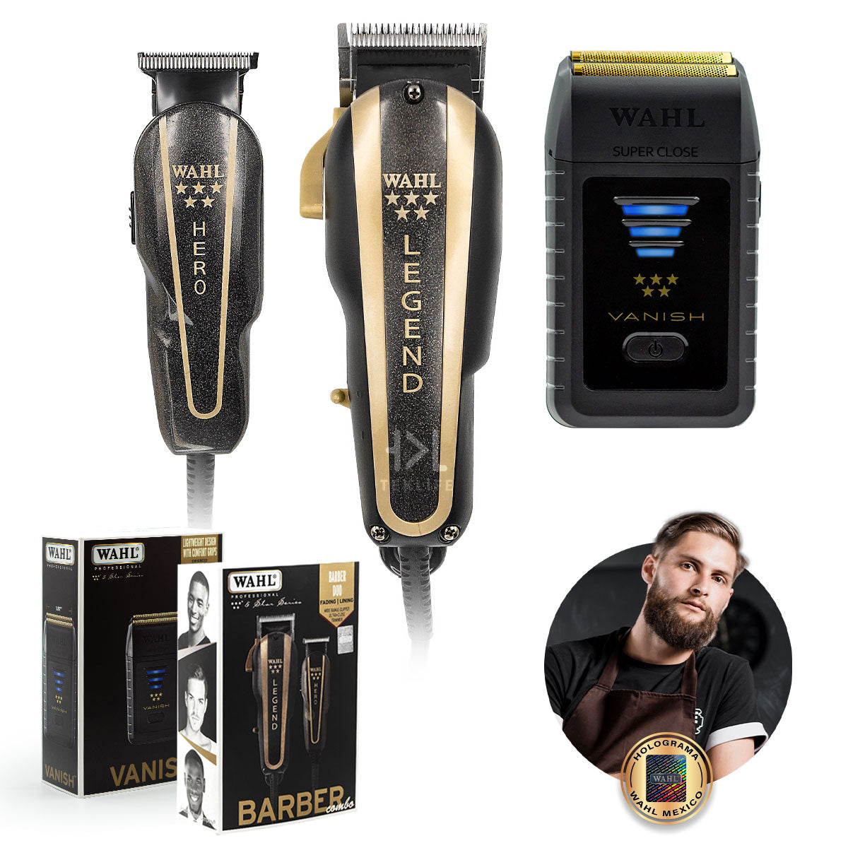 Combo Barber Clipper y Trimmer + Shaver Vanish Profesional Wahl