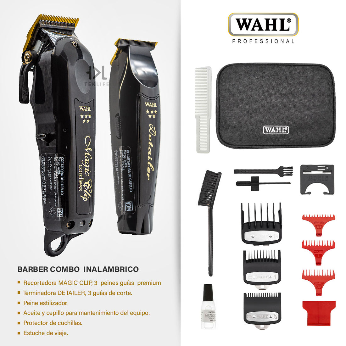 Combo Wahl Clipper Magic Clip Black, Trimmer Detailer Li Y Secadora Dryer